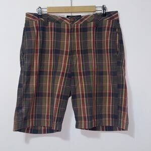 The New Ivy Brand Plaid Chino Shorts Mens Size 36